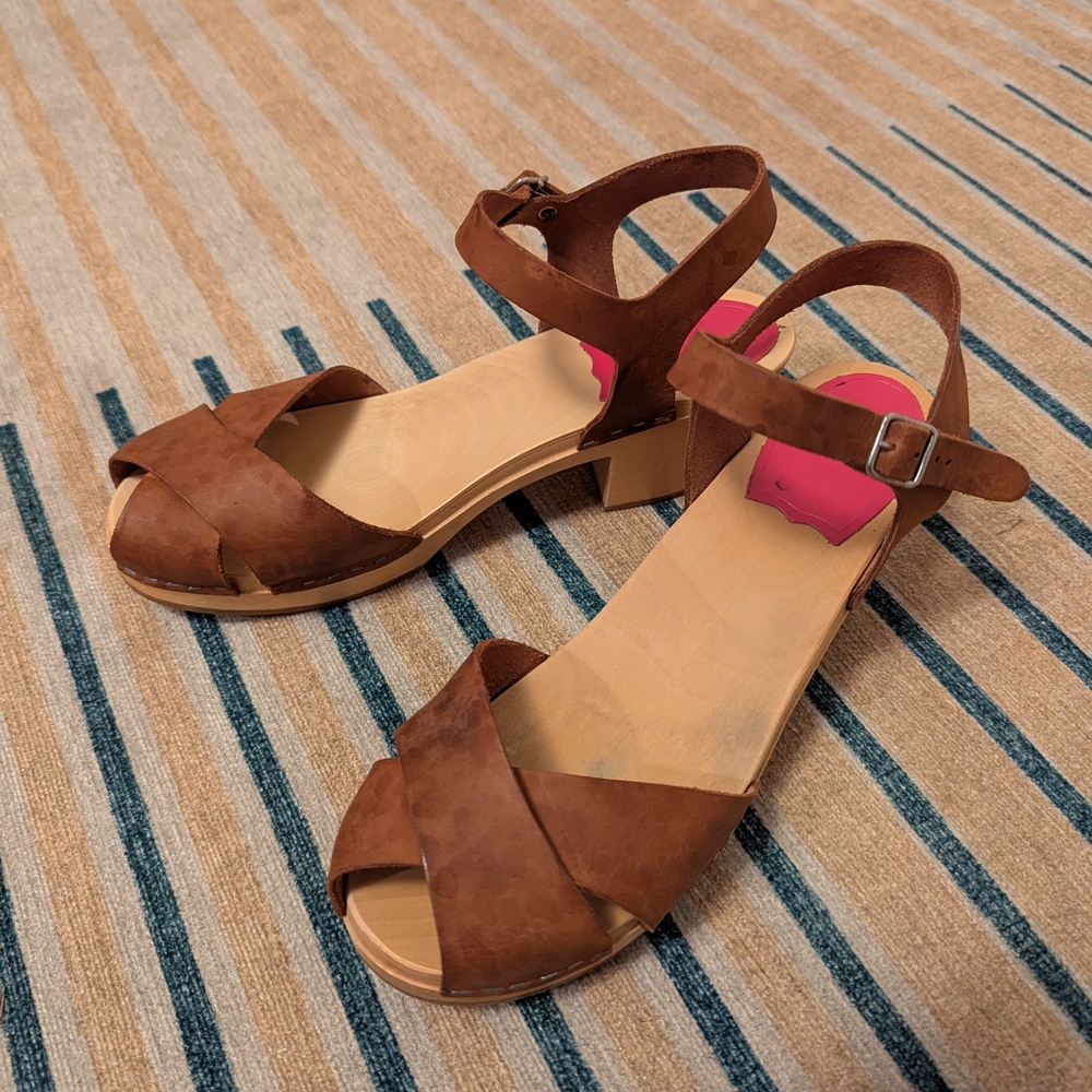 Swedish Hasbeens Brown Strappy Sandals